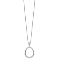 Sterling Silver RH-pltd Polished CZ Teardrop 17.5 Inch Necklace