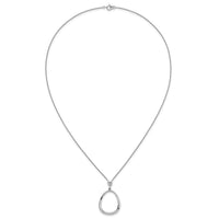 Sterling Silver RH-pltd Polished CZ Teardrop 17.5 Inch Necklace