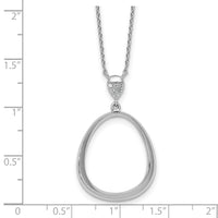 Sterling Silver RH-pltd Polished CZ Teardrop 17.5 Inch Necklace