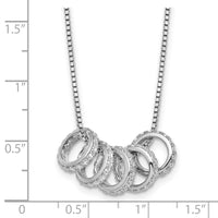 Sterling Silver RH-plated CZ 5 Moveable Circles 18in With 2in Ext Necklace