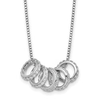 Sterling Silver RH-plated CZ 5 Moveable Circles 18in With 2in Ext Necklace