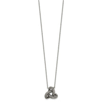 Sterling Silver Antiqued Textured Trinity Knot Charm Necklace