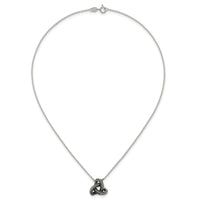 Sterling Silver Antiqued Textured Trinity Knot Charm Necklace