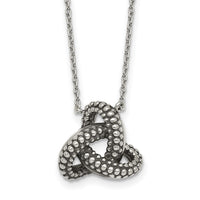 Sterling Silver Antiqued Textured Trinity Knot Charm Necklace