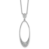 Sterling Silver RH-pltd Polished CZ Oval 17.75 Inch Necklace