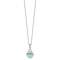 Sterling Silver RH-pltd Larimar Sailboat 16in w/2in Ext Necklace