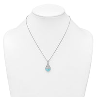 Sterling Silver RH-pltd Larimar Sailboat 16in w/2in Ext Necklace