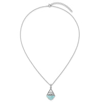 Sterling Silver RH-pltd Larimar Sailboat 16in w/2in Ext Necklace