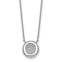 Sterling Silver Rhodium-plated CZ Round with 2in ext. Necklace