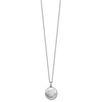 Sterling Silver Rhodium-plated Brushed CZ Circle 17.5in Necklace