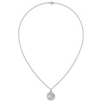 Sterling Silver Rhodium-plated Brushed CZ Circle 17.5in Necklace