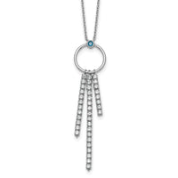 Sterling Silver RH-plated Blue & White CZ 16in w/2in ext. Necklace