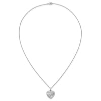 Sterling Silver Rhodium-plated Brushed CZ Heart 17.5in Necklace