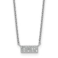 Sterling Silver Rhodium-plated Polished CZ Bar 17.5 Inch Necklace