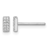 Sterling Silver Rhodium-plated Polished CZ Bar Post Earrings