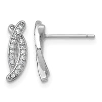 Sterling Silver Rhodium-plated Polished Fancy CZ X Post Earrings