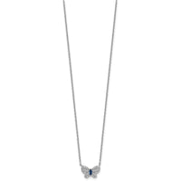 Sterling Silver RH-plated  CZ and Glass Butterfly 16in w/ 2in Ext Necklace