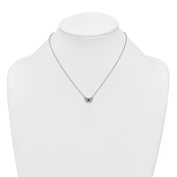 Sterling Silver RH-plated  CZ and Glass Butterfly 16in w/ 2in Ext Necklace