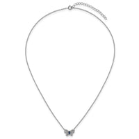 Sterling Silver RH-plated  CZ and Glass Butterfly 16in w/ 2in Ext Necklace