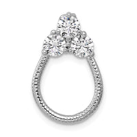 Sterling Silver Rhodium-plated CZ Textured Chain Slide Pendant