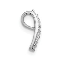 Sterling Silver RH-plt Polished CZ Curved / Tapered Chain Slide Pendant