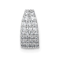 Sterling Silver RH-plt Polished CZ Curved / Tapered Chain Slide Pendant