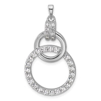 Sterling Silver Rhodium-plated CZ Circle Pendant