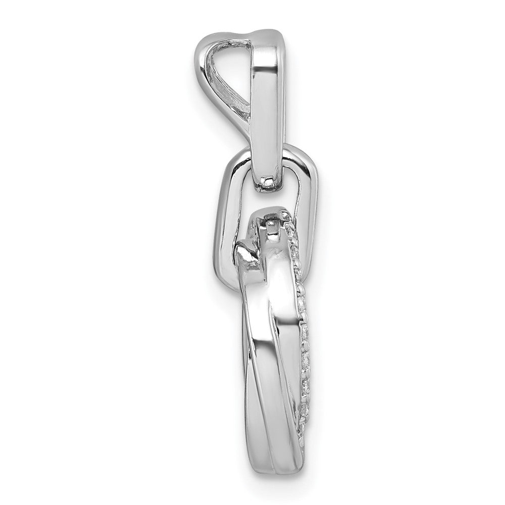 Sterling Silver Rhodium-plated CZ Circle Twist Pendant