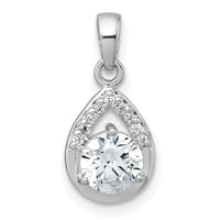 Sterling Silver Rhodium-plated Polished CZ Teardrop Pendant