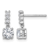 Sterling Silver Rhodium-plated Polished CZ Post Dangle Earrings