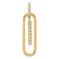 Sterling Silver Gold-tone White CZ Dangle Pendant