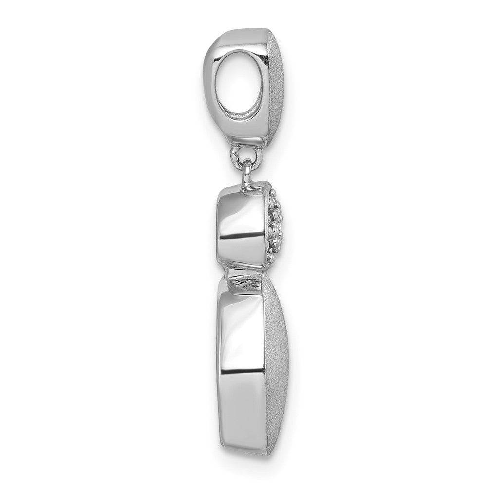 Sterling Silver RH-plated Brush / Polished Crystal Chain Slide Pendant