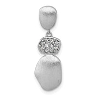 Sterling Silver RH-plated Brush / Polished Crystal Chain Slide Pendant