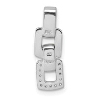 Sterling Silver Rhodium-plated CZ Double Square Pendant