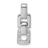 Sterling Silver Rhodium-plated CZ Double Square Pendant
