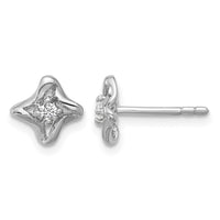 Sterling Silver Rhodium-plated Polished CZ Post Earrings