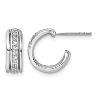 Sterling Silver Rhodium-plated CZ Post Hoop Earrings