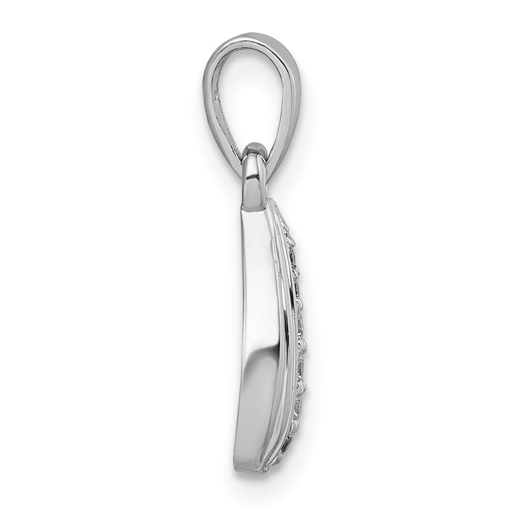 Sterling Silver Rhodium-plated Polished CZ Teardrop Pendant