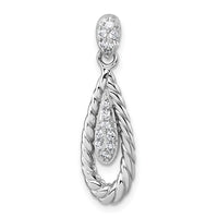 Sterling Silver Rhodium-plated Polished CZ Teardrop Pendant