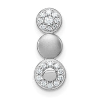 Sterling Silver RH-plated Polished / Satin CZ Fancy Chain Slide Pendant