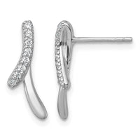 Sterling Silver Rhodium-plated Polished Fancy CZ Post Earrings