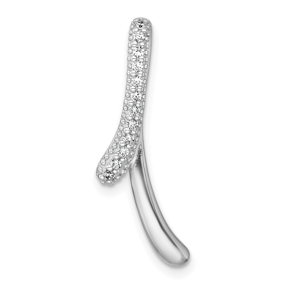 Sterling Silver Rhodium-plated Polished Fancy CZ Slide Pendant