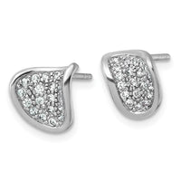 Sterling Silver Rhodium-plated Polished Curved CZ Post Earrings