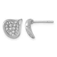 Sterling Silver Rhodium-plated Polished Curved CZ Post Earrings