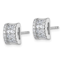 Sterling Silver Rhodium-plated CZ Rectangle Post Earrings