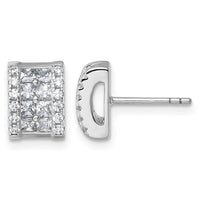 Sterling Silver Rhodium-plated CZ Rectangle Post Earrings