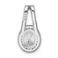 SS RH-plated Polished Multicolor CZ Oval Halo Chain Slide Pendant