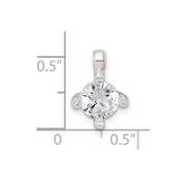 Sterling Silver Polished 4 Prong CZ Chain Slide Pendant