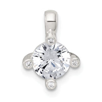 Sterling Silver Polished 4 Prong CZ Chain Slide Pendant