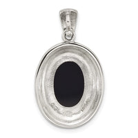 Sterling Silver Antiqued Marcasite Black Agate and MOP Cameo Pendant